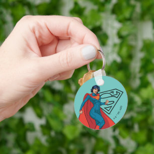 Supergirl Hovering i Blue Kostym Nyckelring