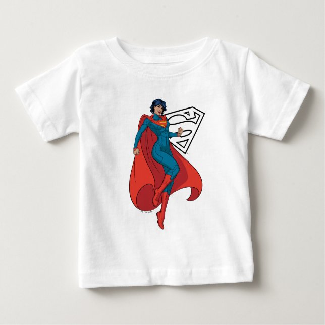 Supergirl Hovering i Blue Kostym T Shirt (Framsida)
