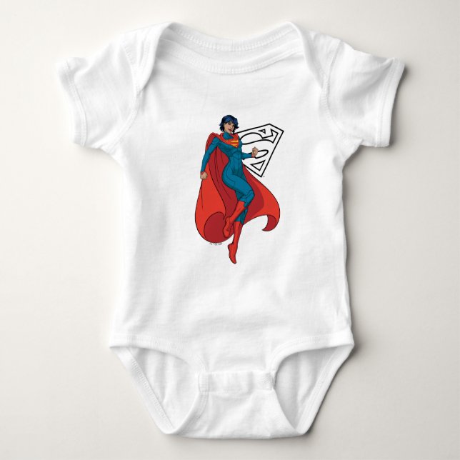 Supergirl Hovering i Blue Kostym T Shirt (Framsida)