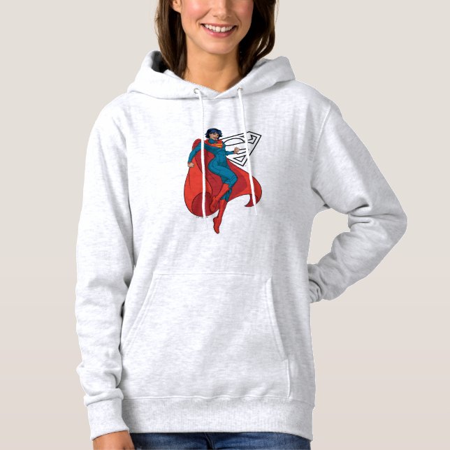 Supergirl Hovering i Blue Kostym T Shirt (Framsida)