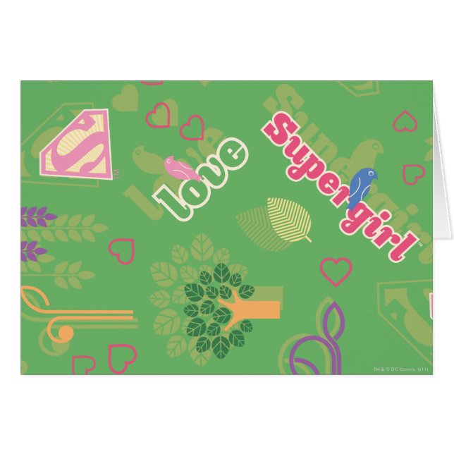 Supergirl Kärlek Mönster Hälsningskort (Framsidan Horizontal)