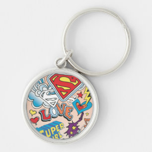 Supergirl Kärlek Rund Silverfärgad Nyckelring