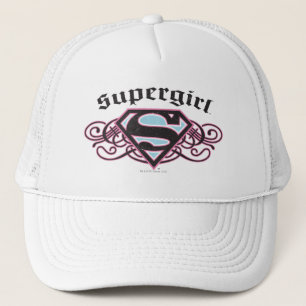 Supergirl klämmer fast remsasvart och rosor truckerkeps