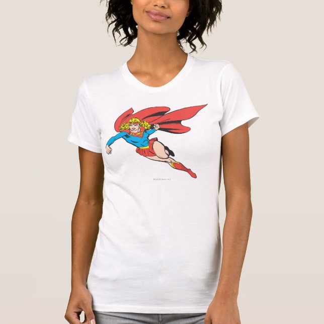 Supergirl Leaps and Slår T Shirt (Framsida)