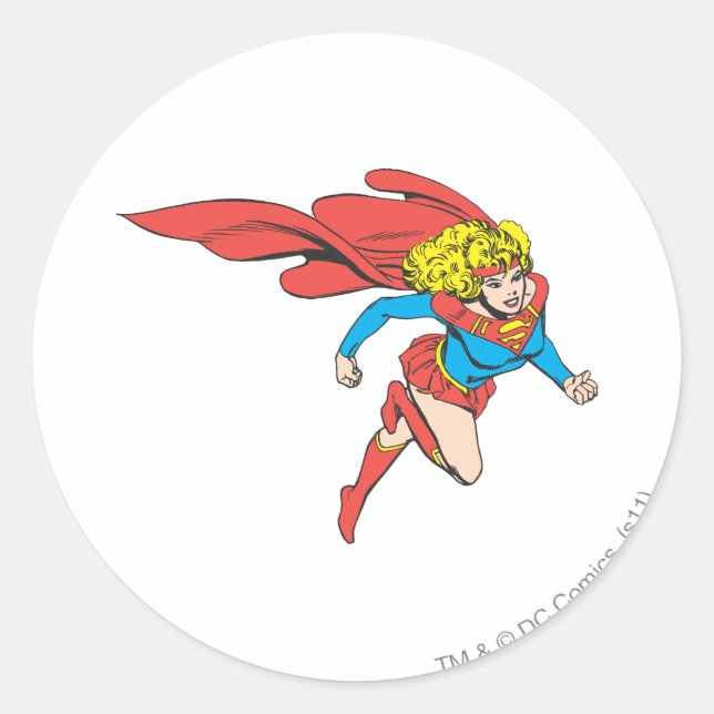 Supergirl Leaps Höger Runt Klistermärke (Framsida)