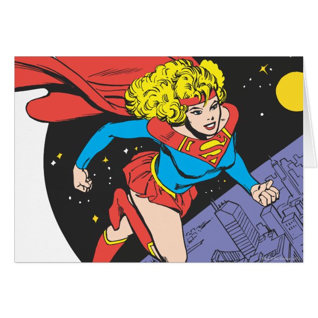 Supergirl Leaps i Space Hälsningskort (Framsidan Horizontal)