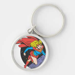 Supergirl Leaps i Space Rund Silverfärgad Nyckelring