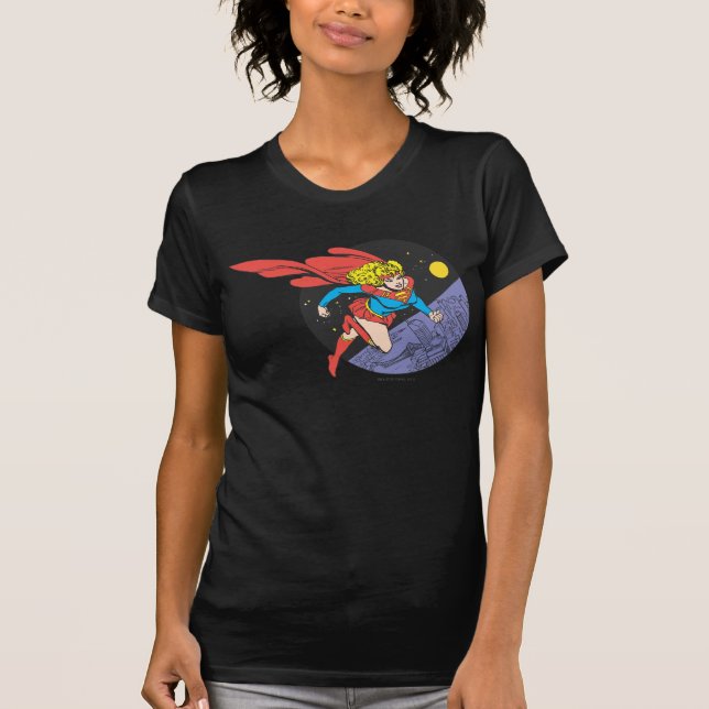 Supergirl Leaps i Space Tee Shirt (Framsida)