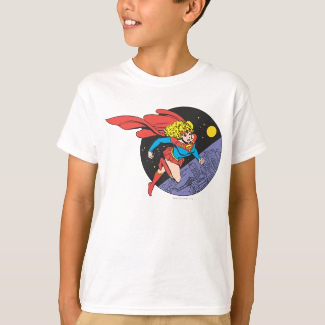 Supergirl Leaps i Space Tee Shirt (Framsida)