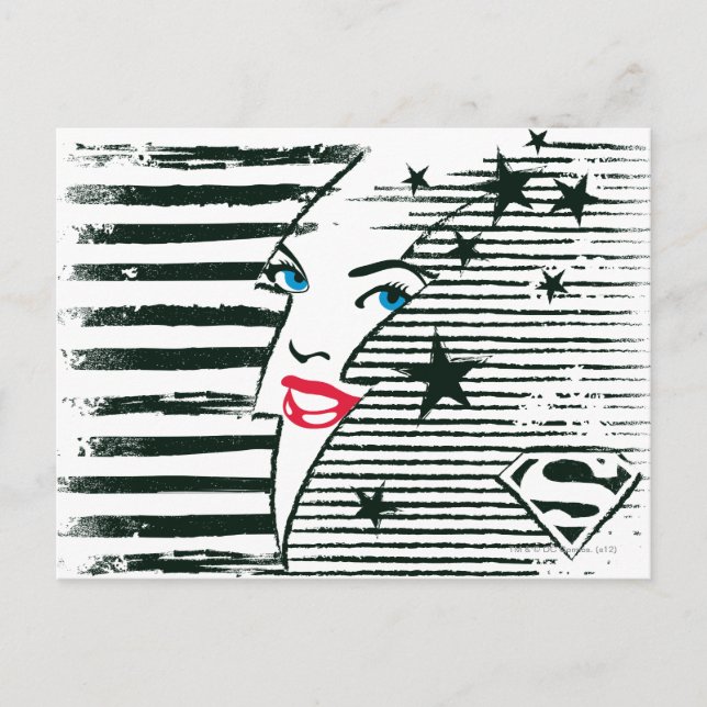 Supergirl Lightning med Ansikte Vykort (Framsida)