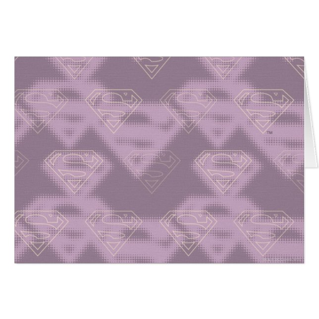 Supergirl Lila Halftone Logotyp Hälsningskort (Framsidan Horizontal)