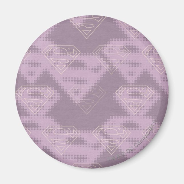 Supergirl Lila Halftone Logotyp Magnet (Framsidan)