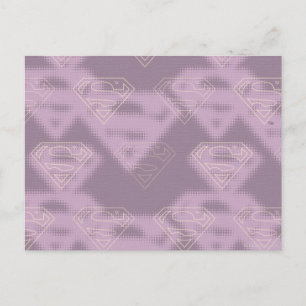 Supergirl Lila Halftone Logotyp Vykort