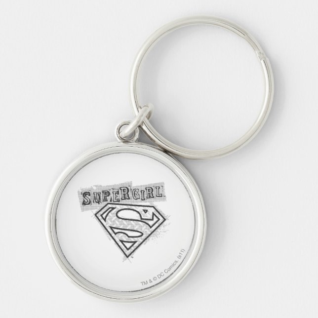Supergirl Logotyp 1 Rund Silverfärgad Nyckelring (Framsidan)