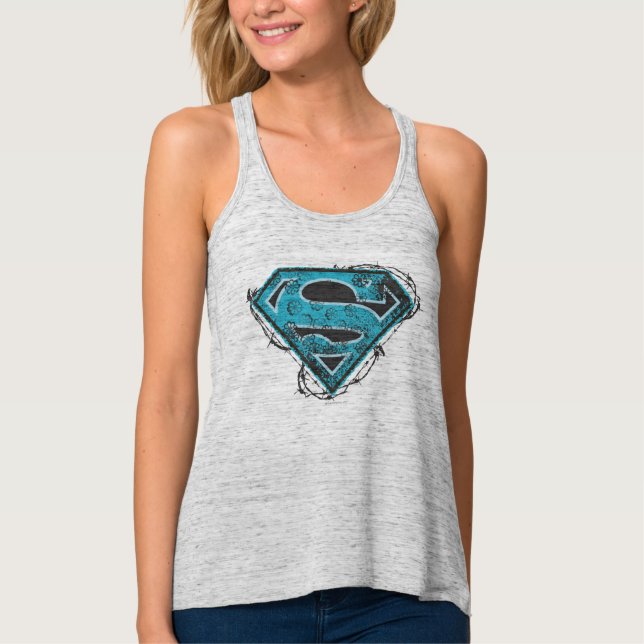 Supergirl Logotyp Barbed Wire and Flowers Linne Med Racerback (Framsida)