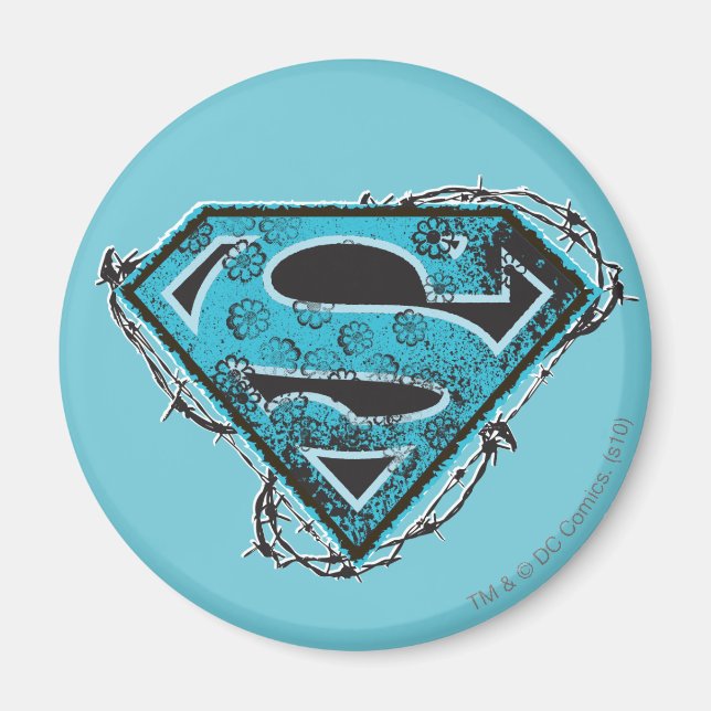 Supergirl Logotyp Barbed Wire and Flowers Magnet (Framsidan)