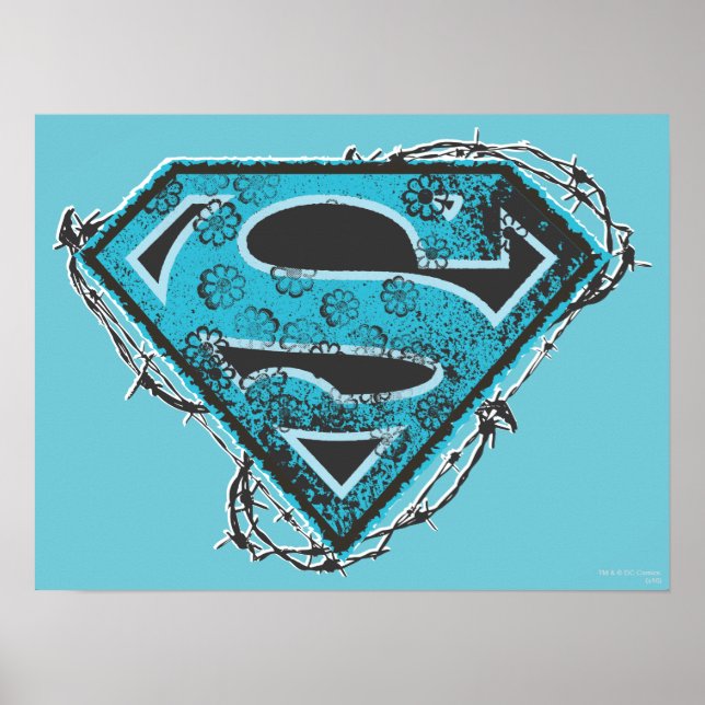 Supergirl Logotyp Barbed Wire and Flowers Poster (Framsidan)