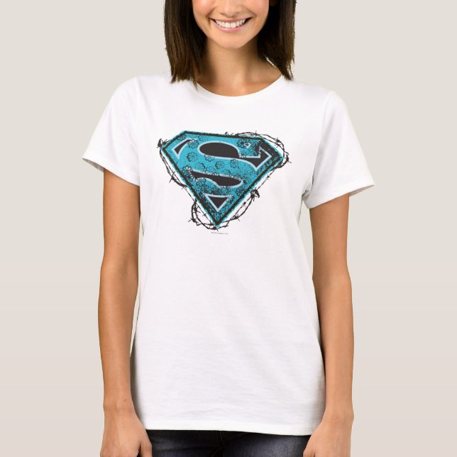Supergirl Logotyp Barbed Wire and Flowers Tee (Framsida)