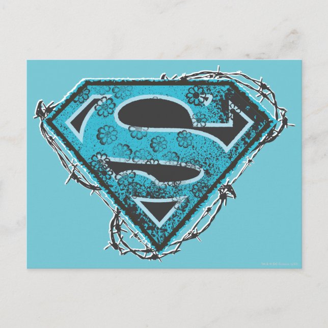 Supergirl Logotyp Barbed Wire and Flowers Vykort (Framsida)