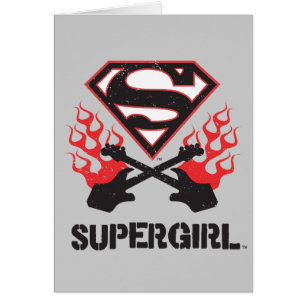 Supergirl Logotyp Black Flaming Guitars Hälsningskort
