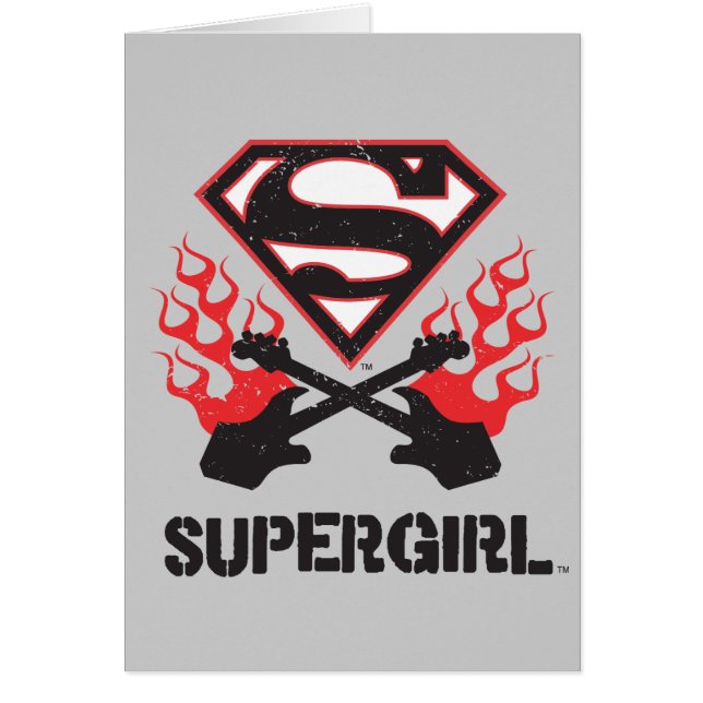 Supergirl Logotyp Black Flaming Guitars Hälsningskort (Framsidan)