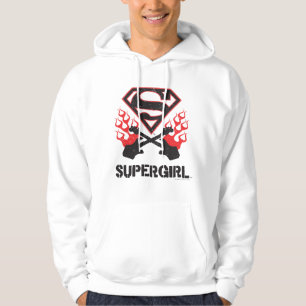 Supergirl Logotyp Black Flaming Guitars Hoodie