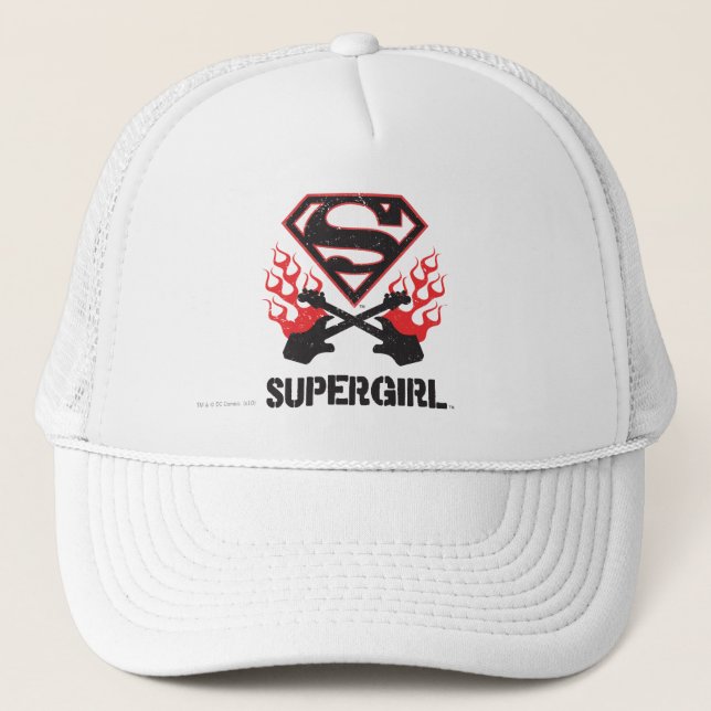 Supergirl Logotyp Black Flaming Guitars Keps (Framsida)