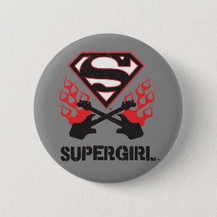 Supergirl Logotyp Black Flaming Guitars Knapp