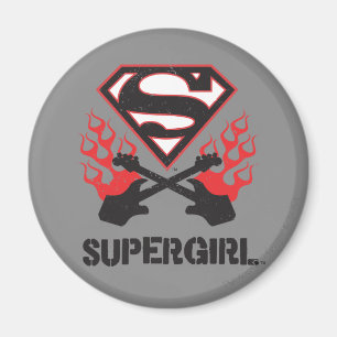 Supergirl Logotyp Black Flaming Guitars Magnet