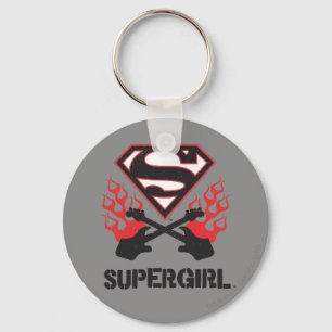 Supergirl Logotyp Black Flaming Guitars Nyckelring