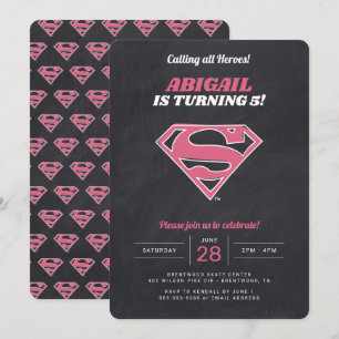 Supergirl Logotyp Girls Chalkboard Birthday Inbjudningar
