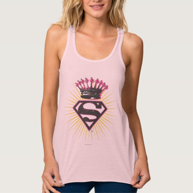 Supergirl Logotyp med Krona Linne Med Racerback (Framsida)