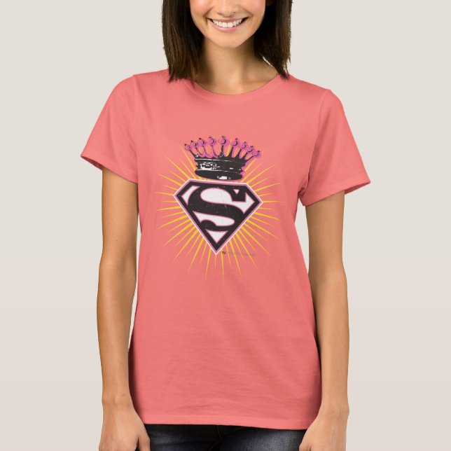 Supergirl Logotyp med Krona T-shirt (Framsida)