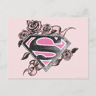 Supergirl Logotyp med Rosor Vykort