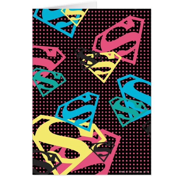 Supergirl Logotyp Mönster & Polka dots Hälsningskort (Framsidan)