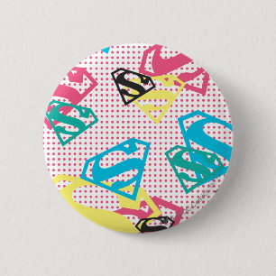 Supergirl Logotyp Mönster & Polka dots Knapp