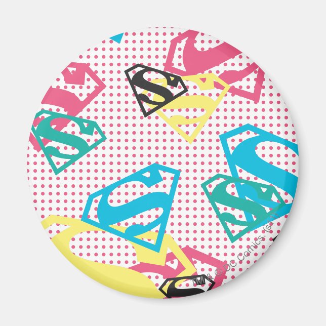Supergirl Logotyp Mönster & Polka dots Magnet (Framsidan)