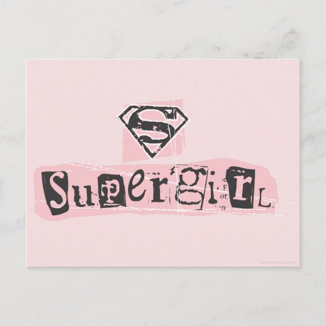 Supergirl Logotyp Ransom Note Vykort (Framsida)