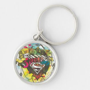 Supergirl-Logotypen Lux Rund Silverfärgad Nyckelring