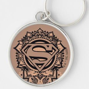 Supergirl Mandala Graphic Rund Silverfärgad Nyckelring