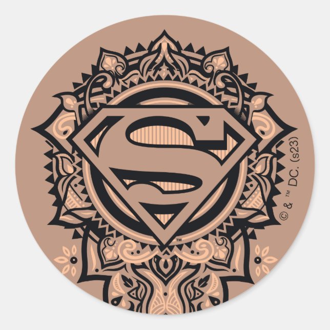 Supergirl Mandala Graphic Runt Klistermärke (Framsida)