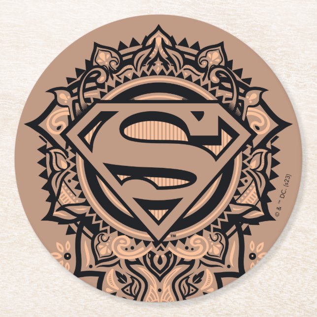 Supergirl Mandala Graphic Underlägg Papper Rund (Framsidan)