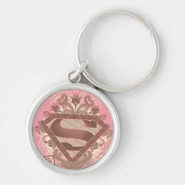 Supergirl Metropolis Ballet Rosa Rund Silverfärgad Nyckelring (Framsidan)