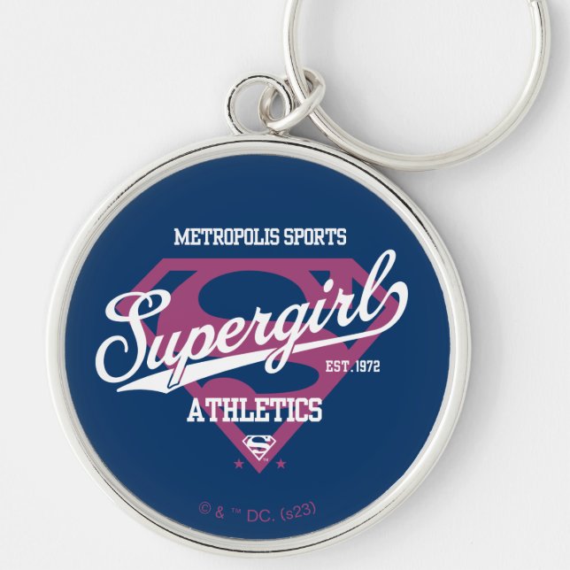 Supergirl Metropolis Sports Athletics Graphic Rund Silverfärgad Nyckelring (Framsidan)