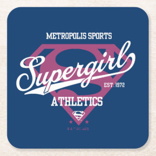 Supergirl Metropolis Sports Athletics Graphic Underlägg Papper Kvadrat