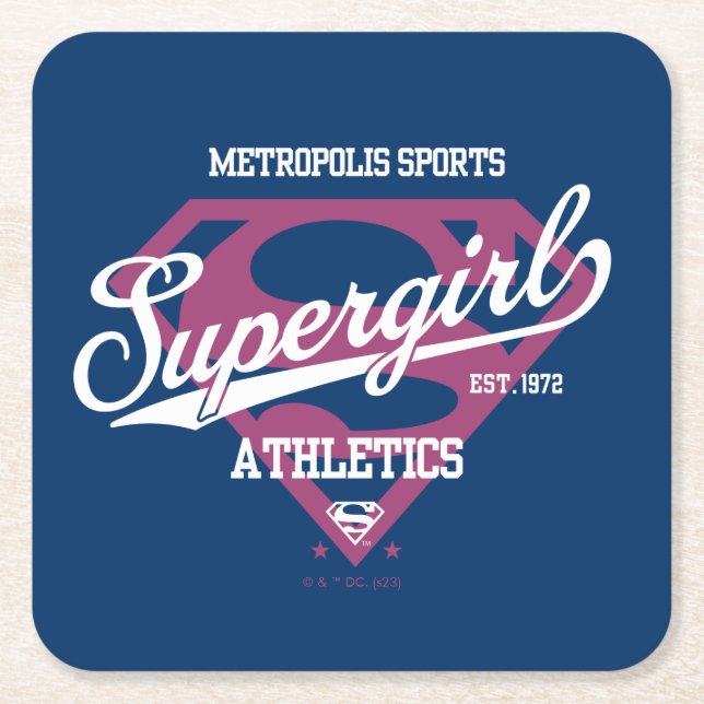 Supergirl Metropolis Sports Athletics Graphic Underlägg Papper Kvadrat (Framsidan)