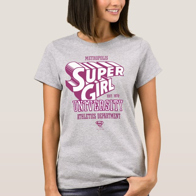 Supergirl Metropolis Universiteten Athletics Dept. T Shirt (Framsida)