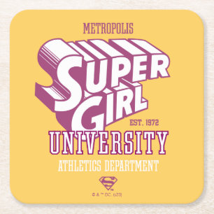 Supergirl Metropolis Universiteten Athletics Dept. Underlägg Papper Kvadrat