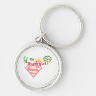 Supergirl Nature Logotyp Rund Silverfärgad Nyckelring