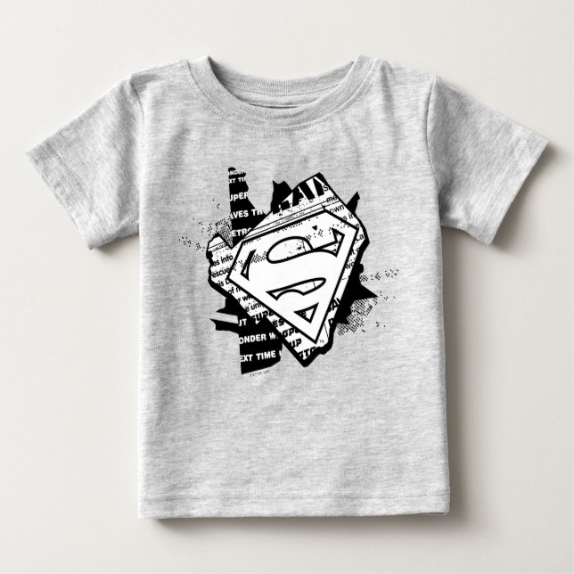 Supergirl Newsprint S-Shield T Shirt (Framsida)